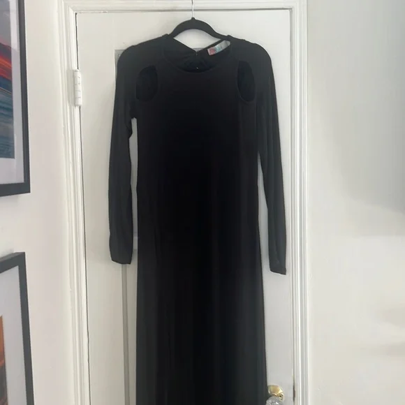 david's bridal halter dresses Ivory/Black Embroidered Halter main image 1